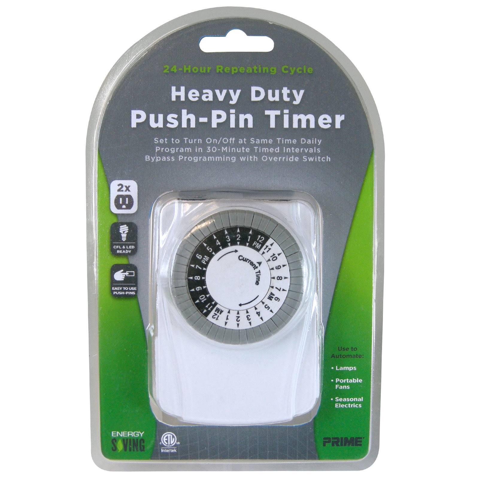 Prime Push Pin Timer - Heavy Duty, 24hr