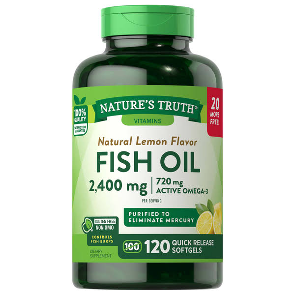 Nature's Truth Fish Oil Omega-3 Supplement - Natural Lemon Flavor, 120 Softgels