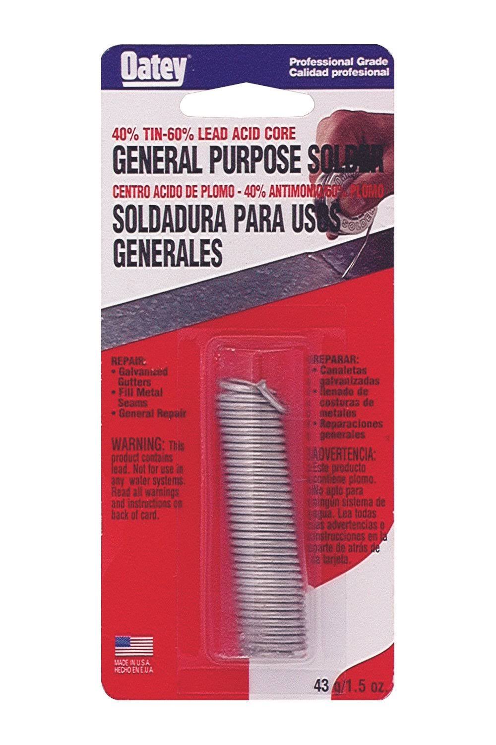 Oatey 53011 General Purpose Leaded Acid Core Solder - Silvery Grey, 0.2cm