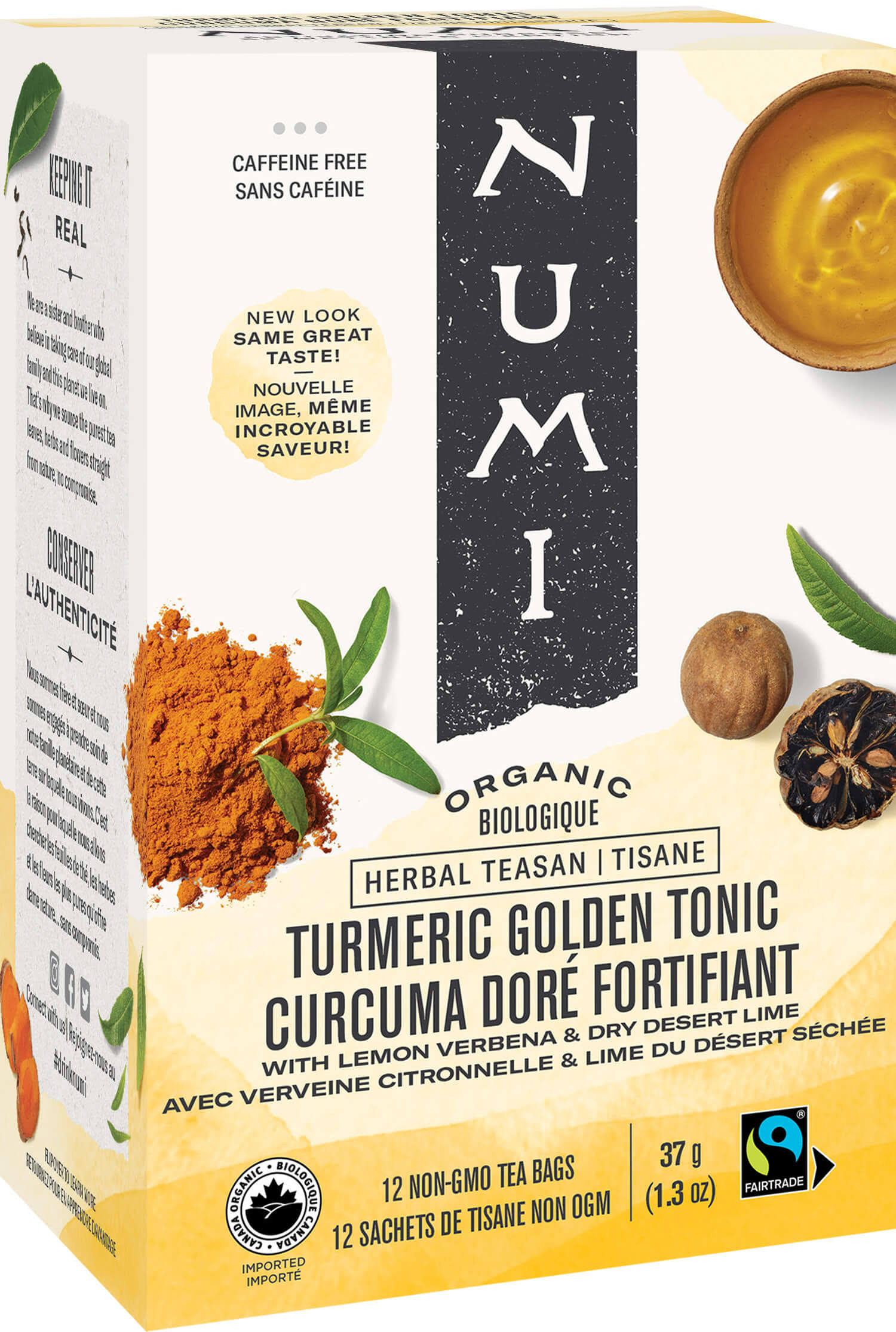 Numi Tea Organic Golden Tonic Turmeric Tea 12 Tea Bags