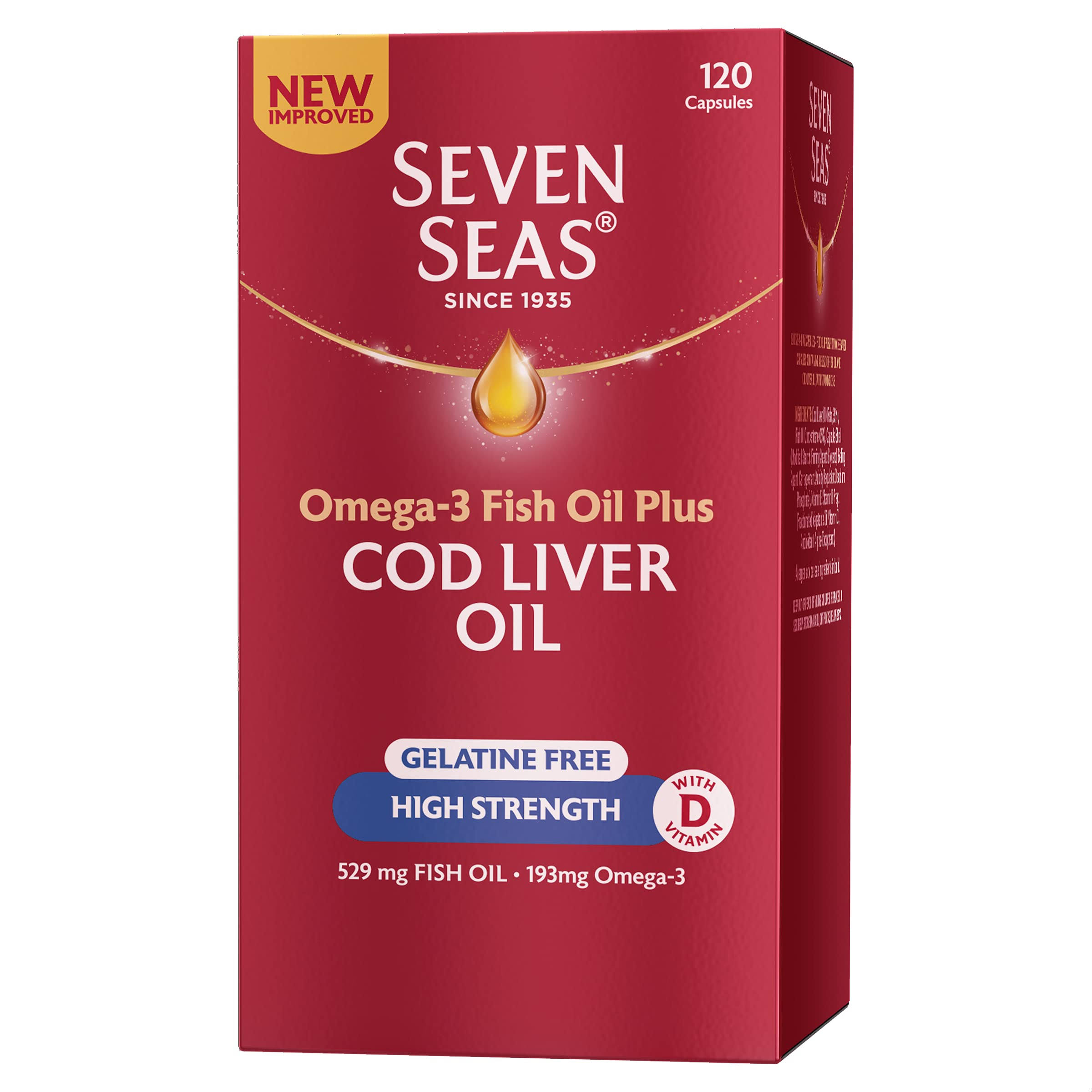Seven Seas High Strength Pure Cod Liver Oil Supplement - 120 Capsules