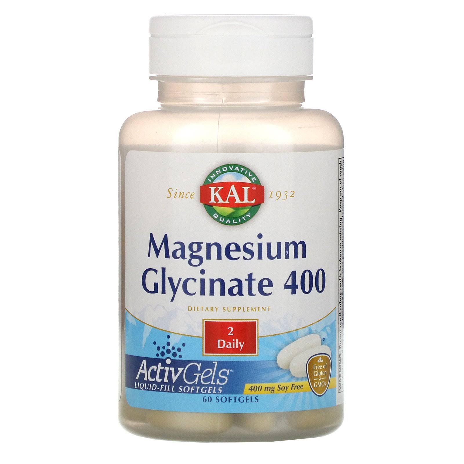 KAL Magnesium Glycinate Supplement - 60 Softgels