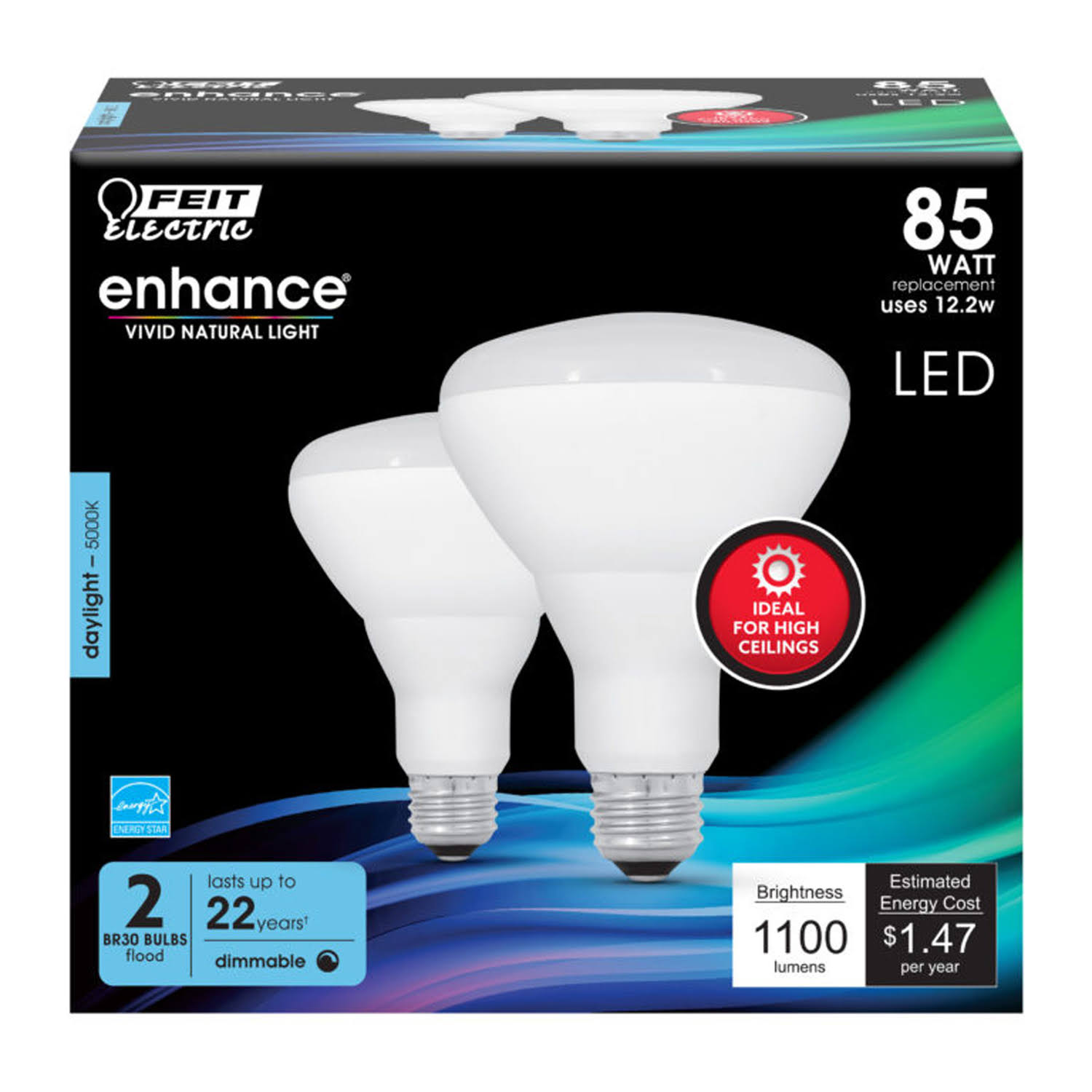Feit Electric Light Bulbs, LED, Daylight, 12.2 Watts, 2 Pack - 2 bulbs