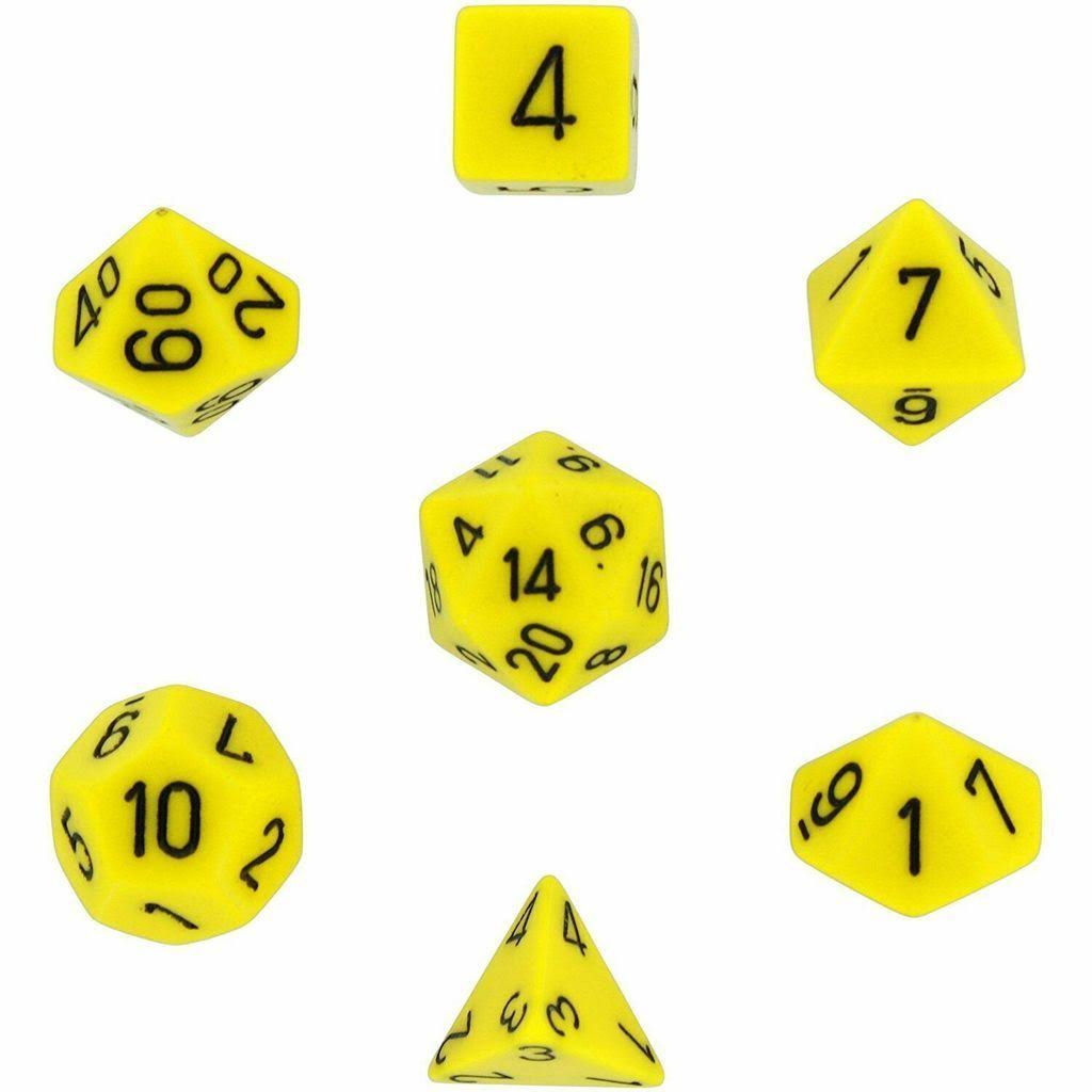 Koplow 7pc Polyhedral Dice Tube: Opaque Yellow