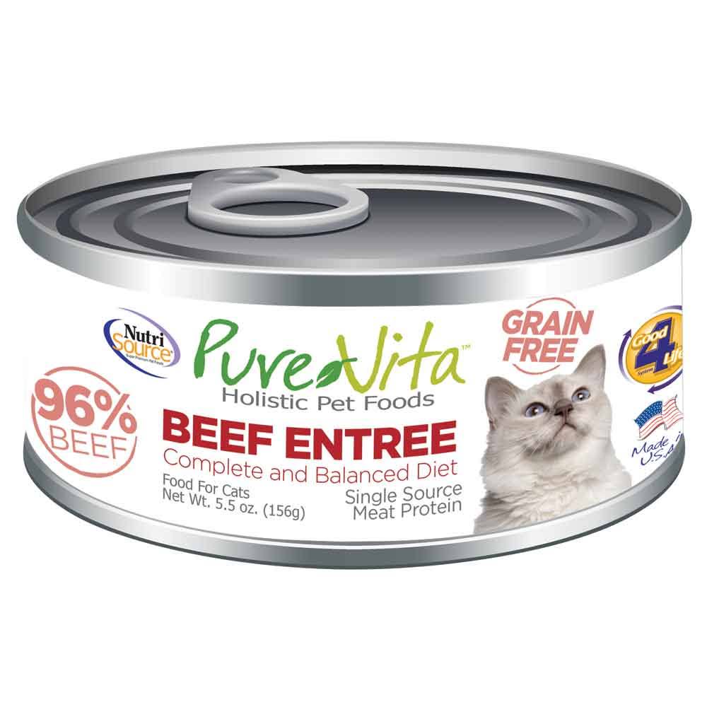 PureVita Beef Entree 96 Percent Beef Grain Free Wet Canned Cat Food - 5.5oz