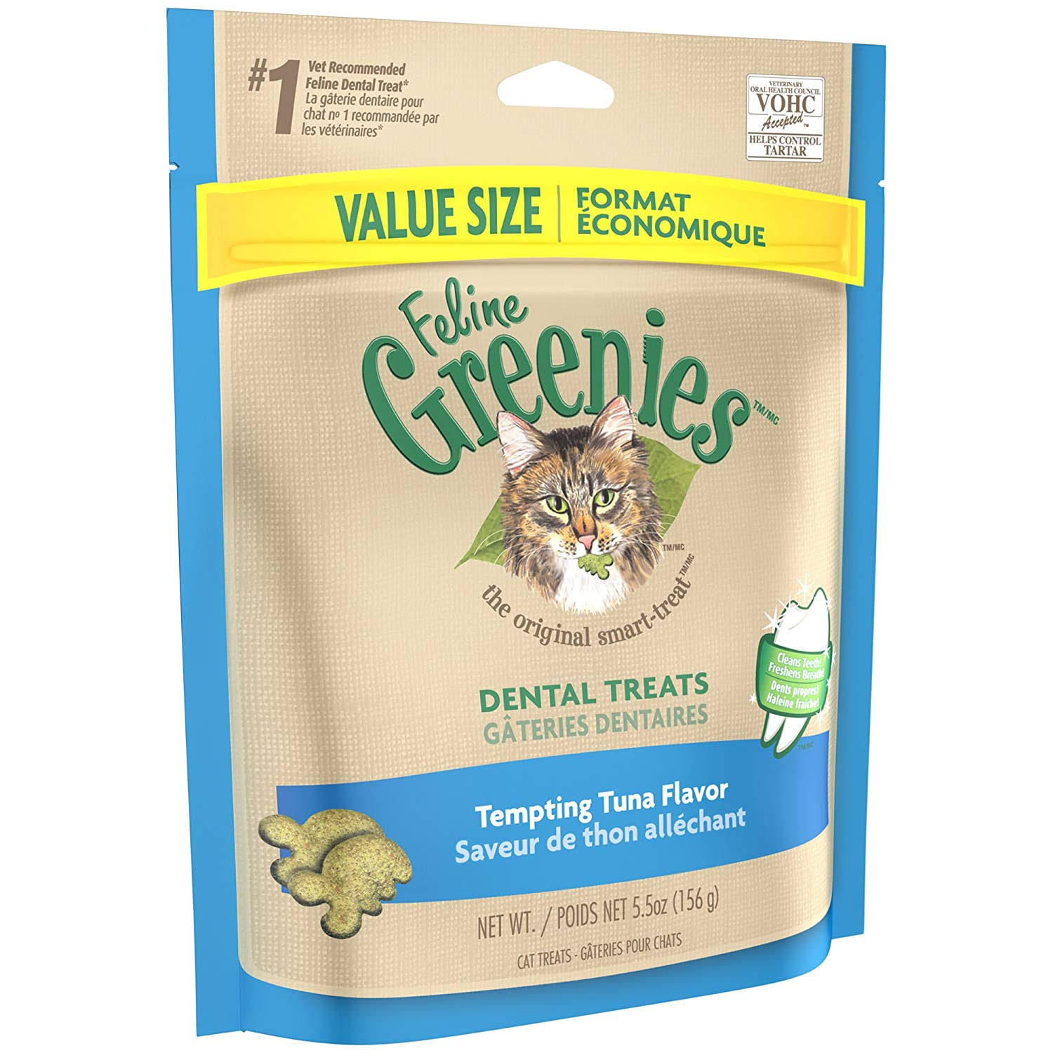 Feline Greenies Dental Treats for Cats - Tempting Tuna, 5.5oz