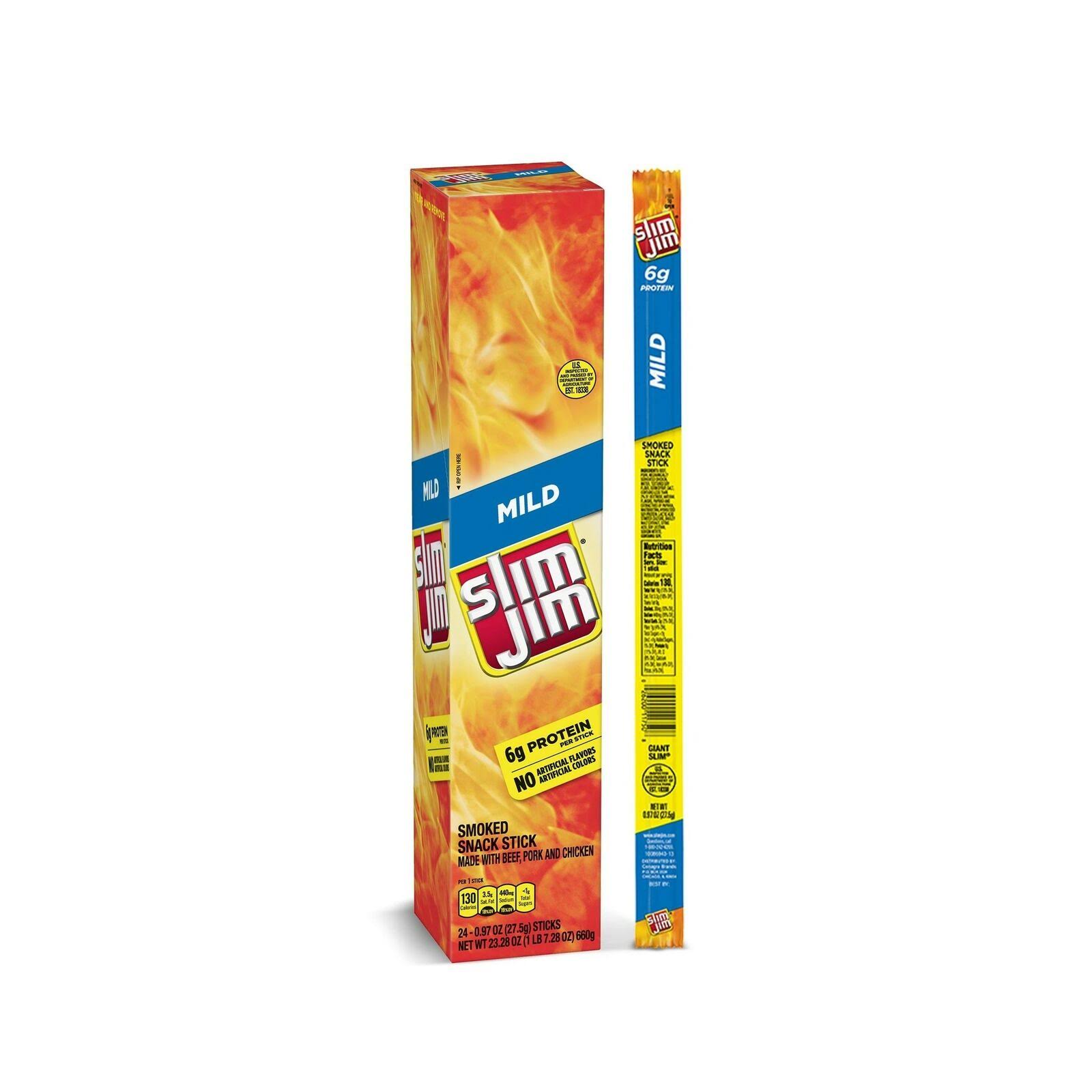 Giant Slim Jim Spicy Smoked Snack - Mild, 24ct
