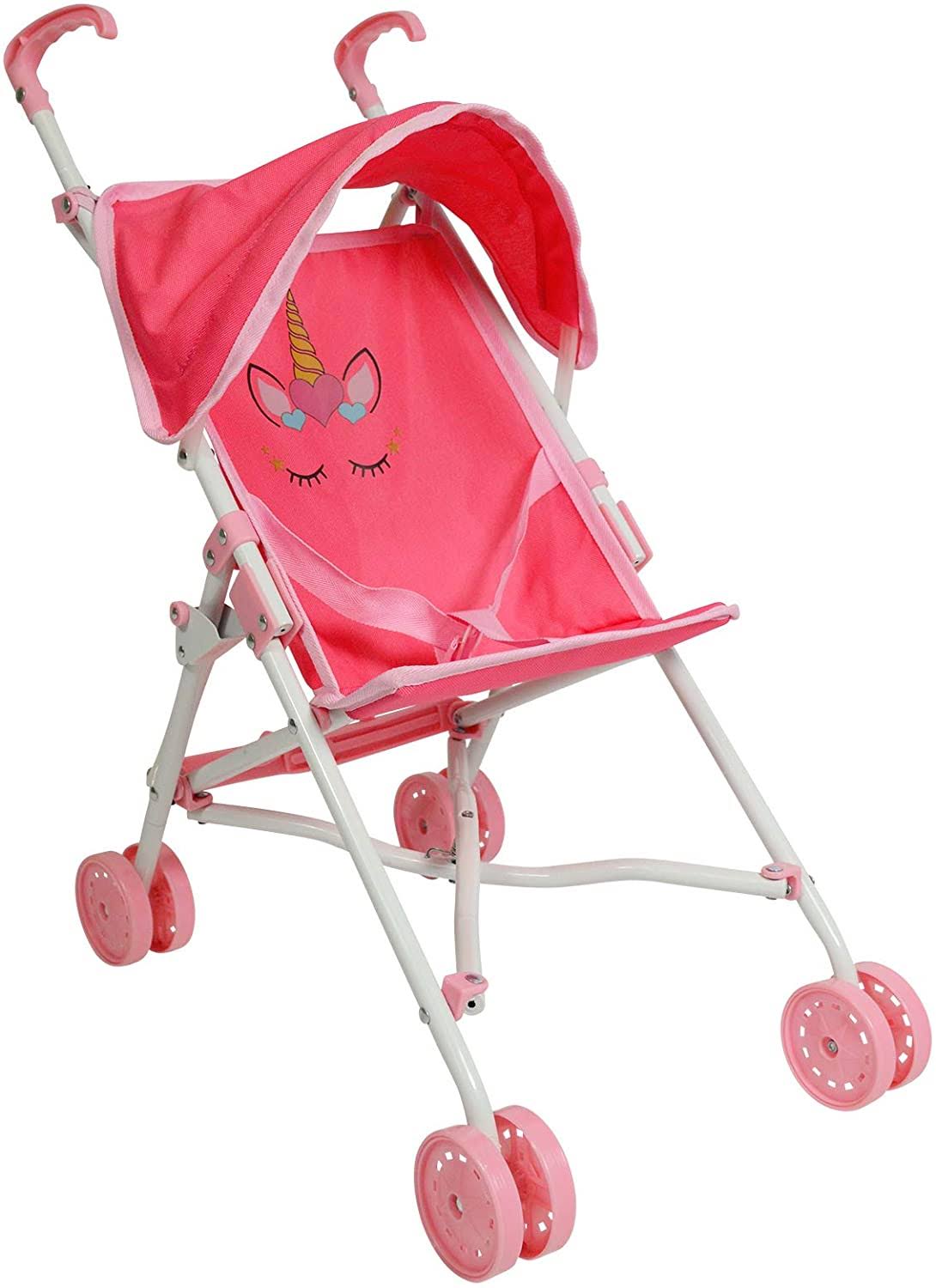 The New York Doll Collection My First Umbrella Doll Stroller With Cano