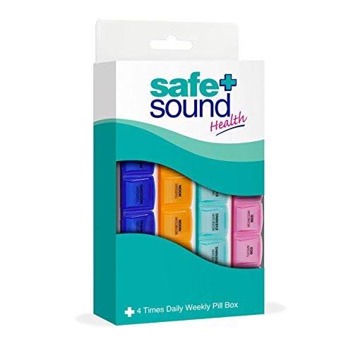 Safe and Sound 4 Times Daily Weekly Pill Organiser for Morning/Noon/Ev