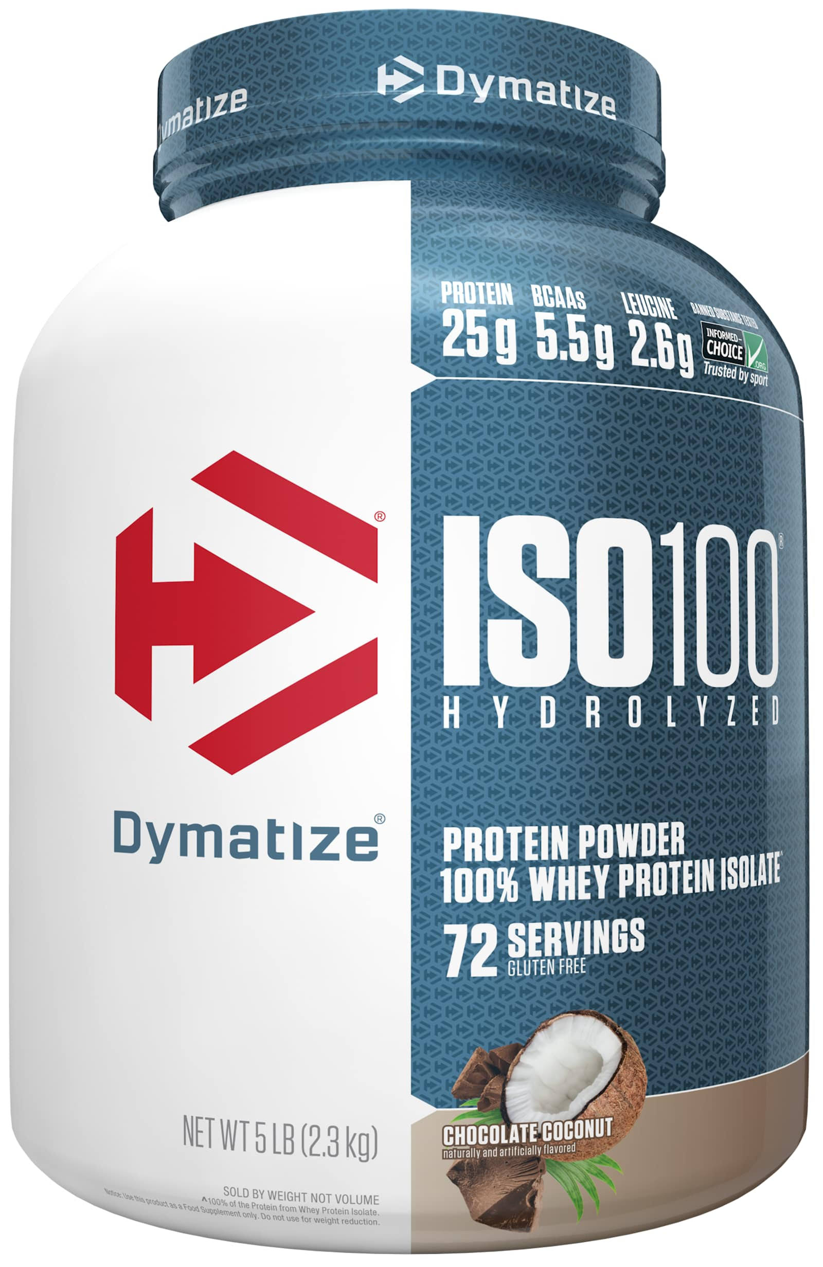 Dymatize ISO 100 Protein Powder Supplement - Chocolate Coconut, 5lbs