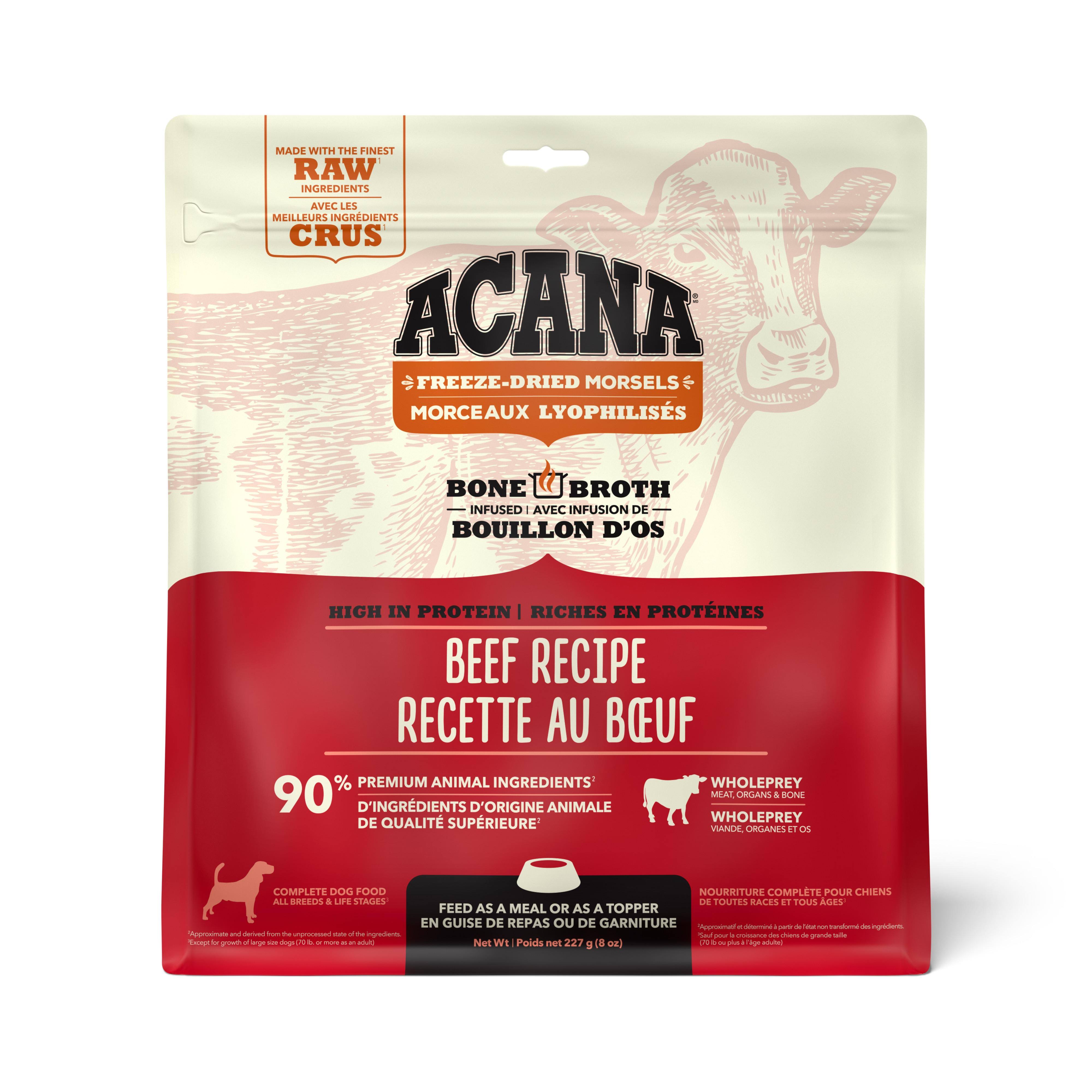 Acana Ranch Raised Beef Recipe Freeze Dried Dog Food Morsels, 8oz