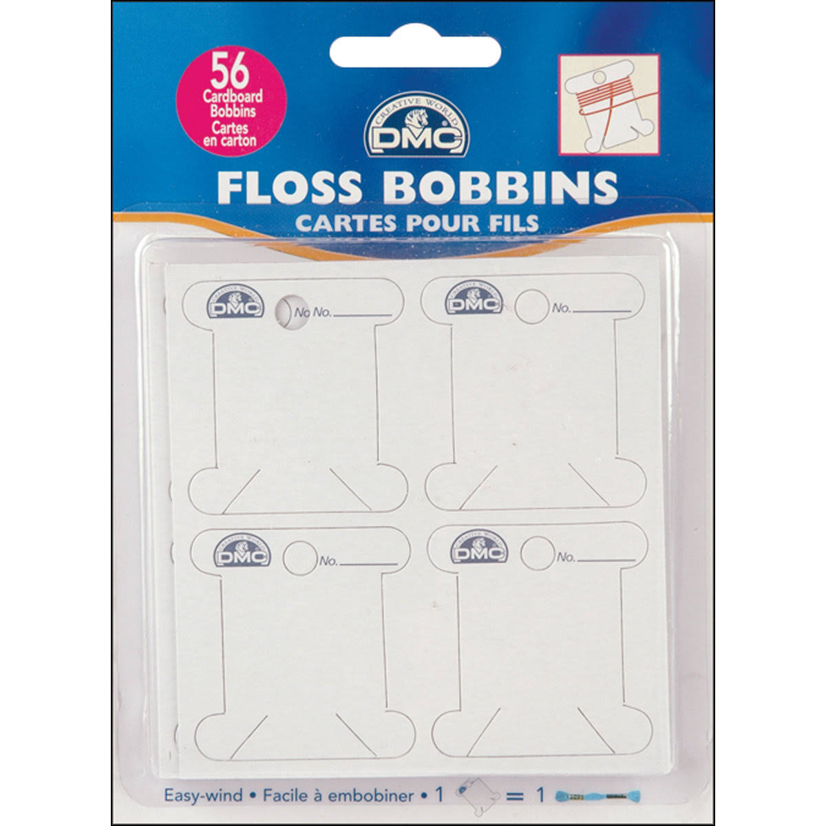 DMC Floss Bobbins Cardboard - White, 56ct