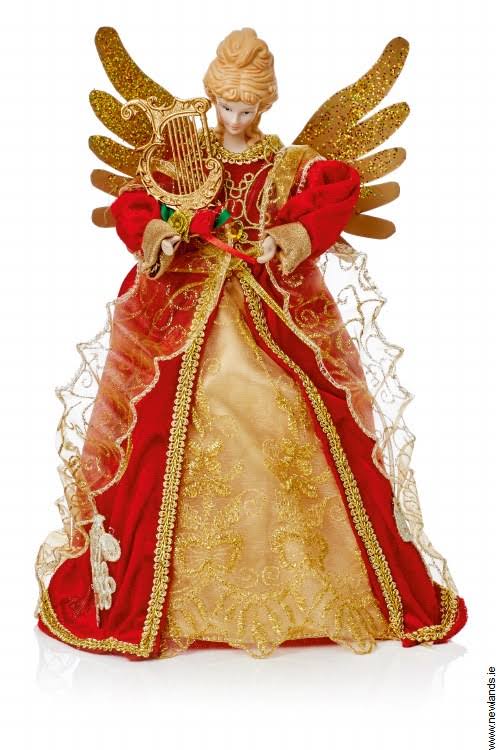 Christmas Tree Topper Angel Red and Gold 30cm,Newlands