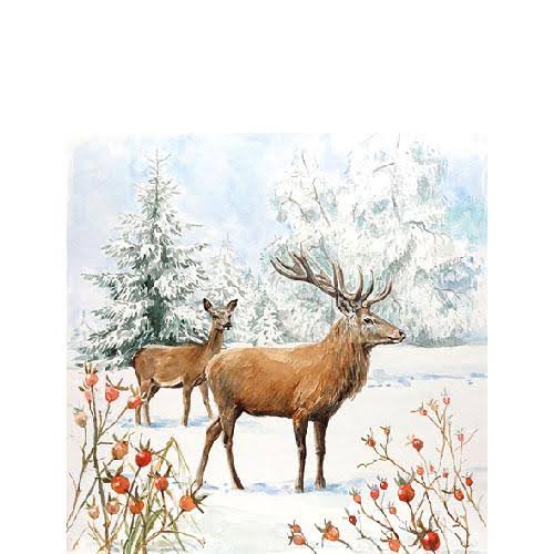 Cocktail Napkin - Deer in Snow (Set: 33314655)