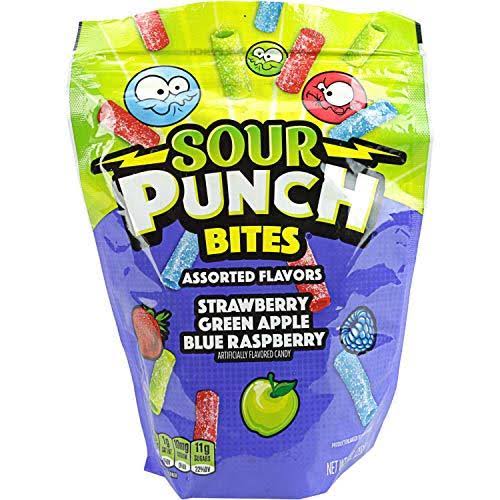 Sour Punch Bites Candy - 255g, Strawberry, Blueberry Raspberry, Green Apple