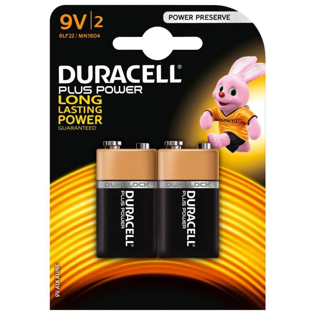 Duracell Plus Power Alkaline Batteries - 9V, 2pk