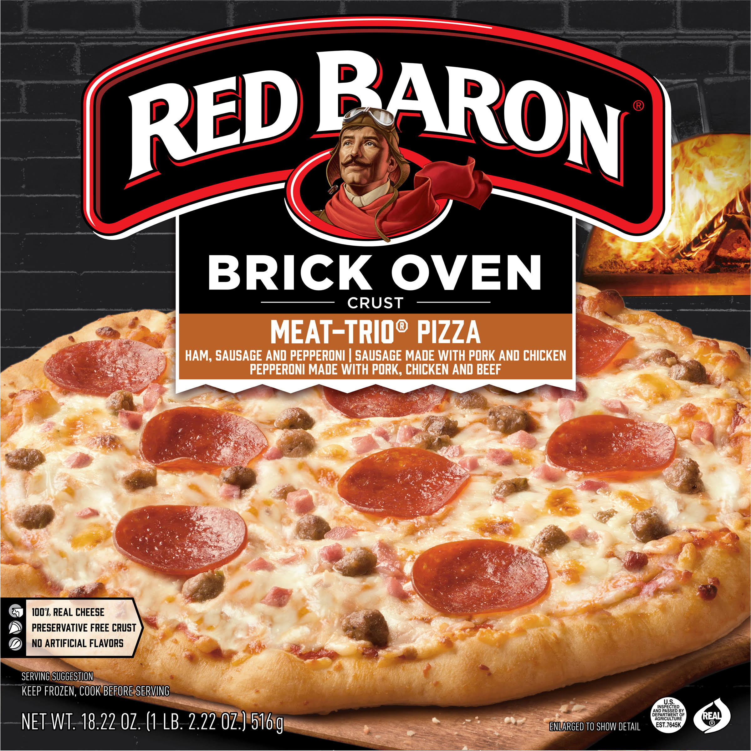 Red Baron Brick Oven Crust Meat-Trio Pizza - 18.22oz