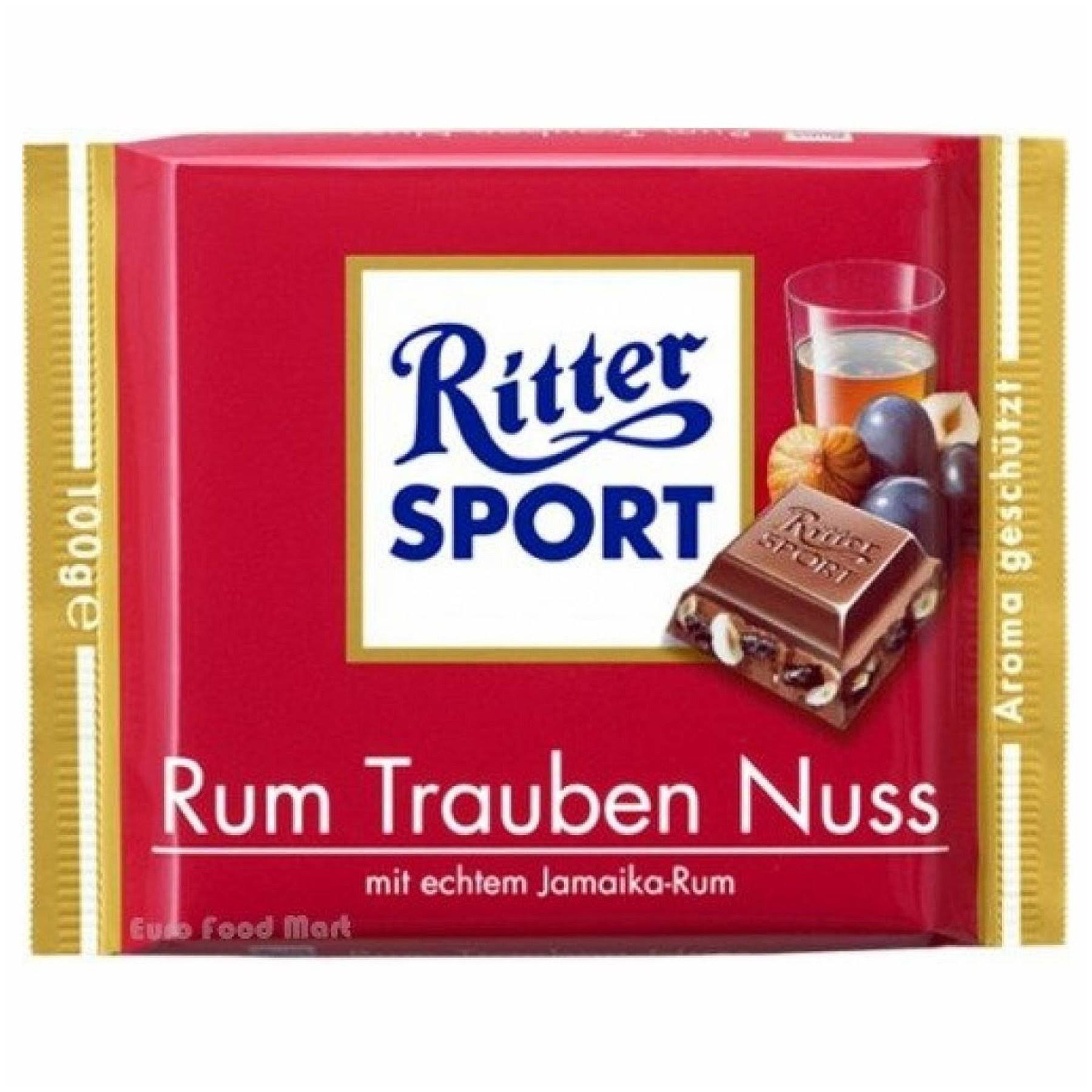 Ritter Sport Chocolate Bar - Rum Raisins Hazelnuts, 100g
