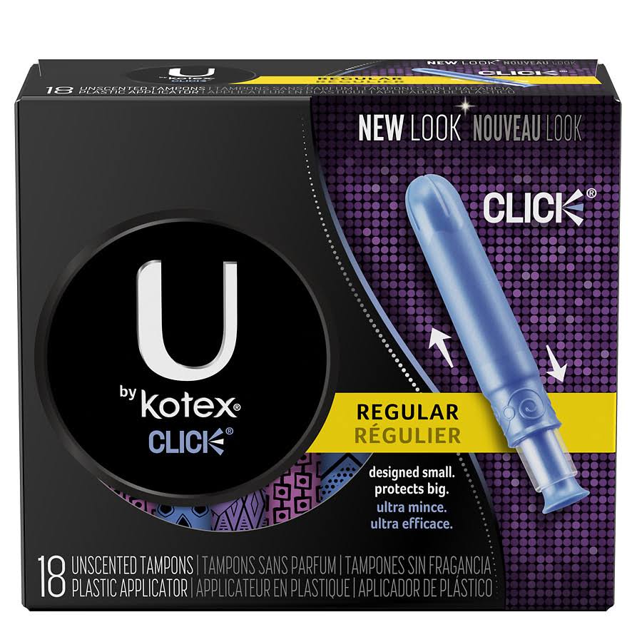 U by Kotex Click Regular Tampons - Unscented, 18 Pack