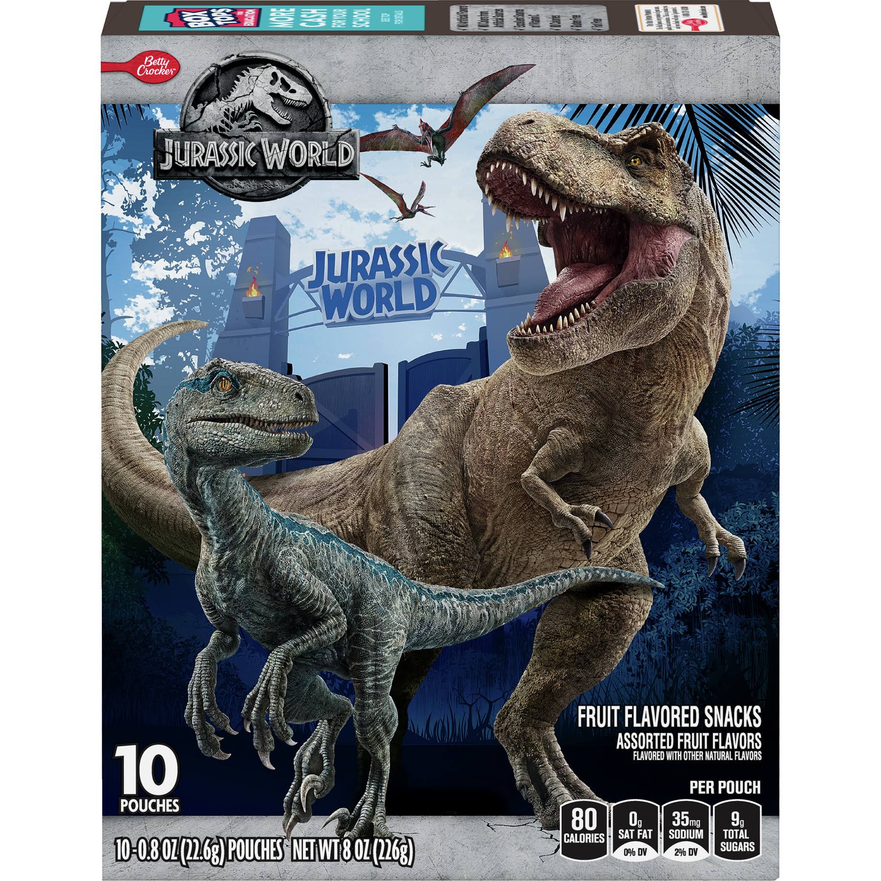 Betty Crocker Jurassic World Fruit Flavored Snacks, Assorted - 10 pack, 0.8 oz pouches