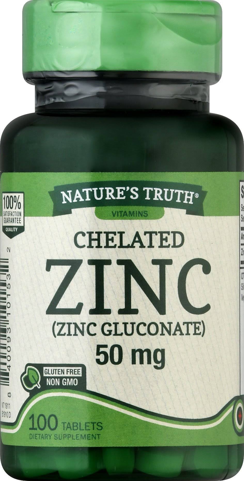 Nature's Truth Zinc Chelated Supplements - 50 mg, 100ct