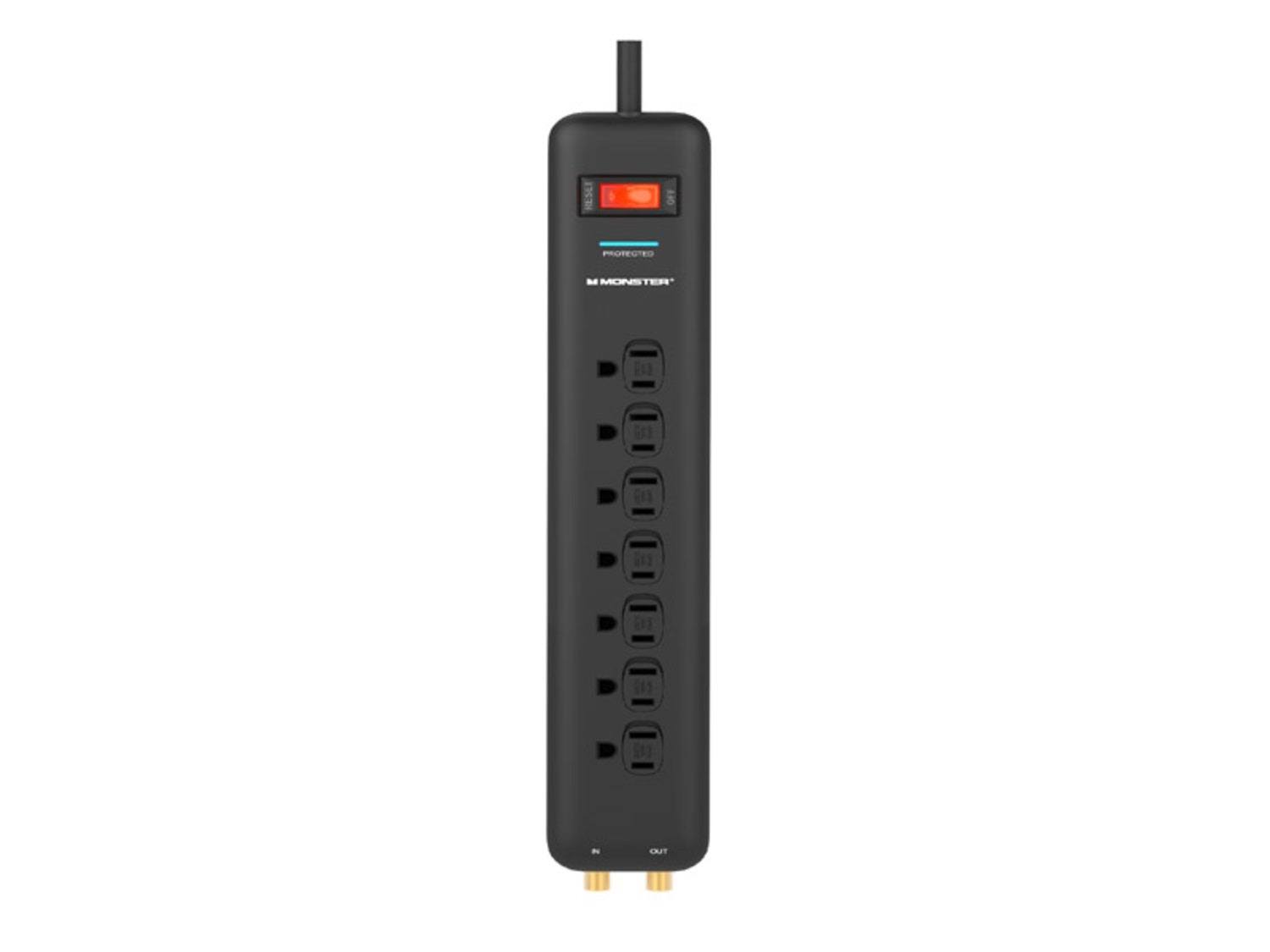 Monster Just Power It Up 6 ft. L 7 Outlets Power Strip w/Surge Protection Black