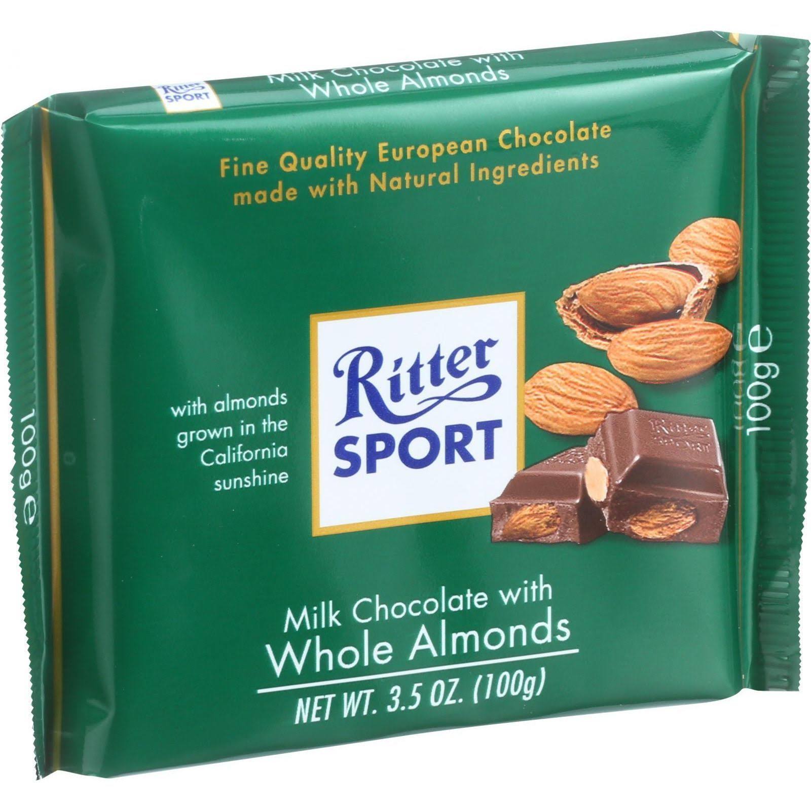 Ritter Sport Milk Chocolate With Whole Almonds - 100g