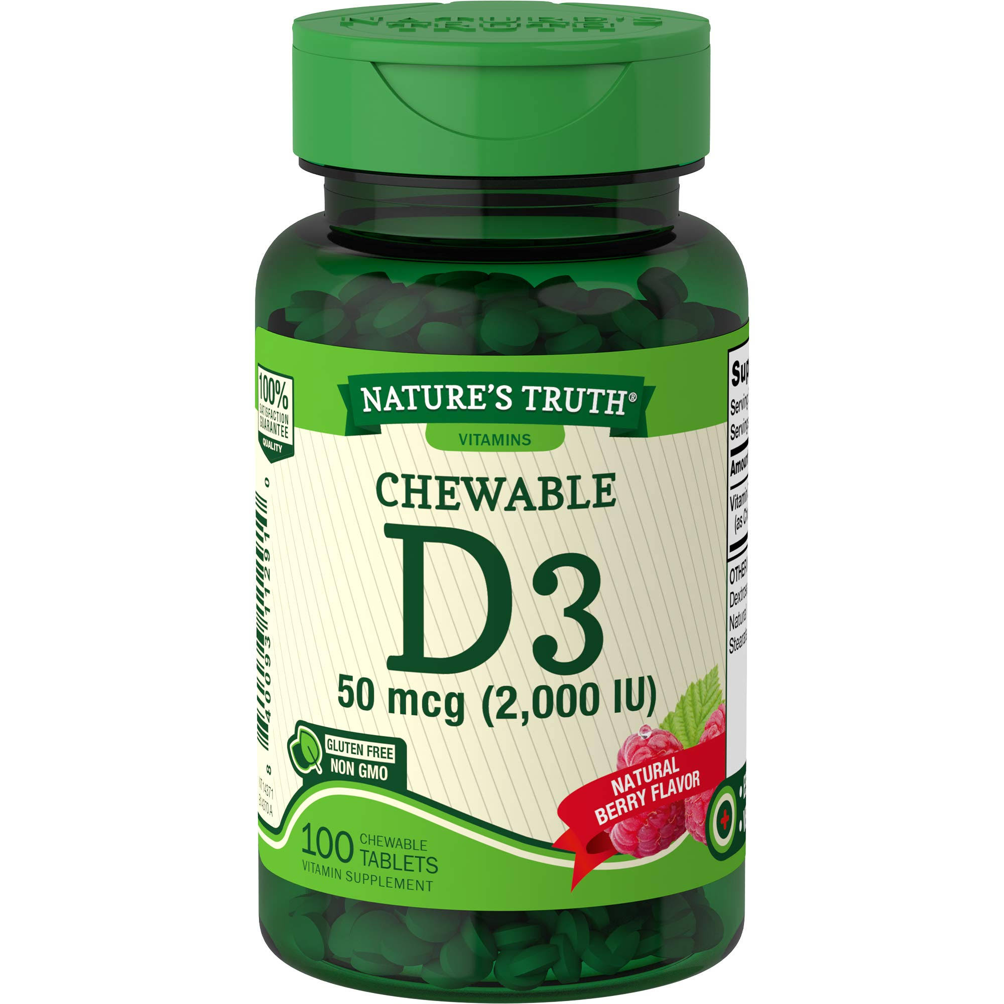 Natures Truth Vitamin D3, 50 mcg, Berry Flavor, Chewable Tablets - 100 tablets