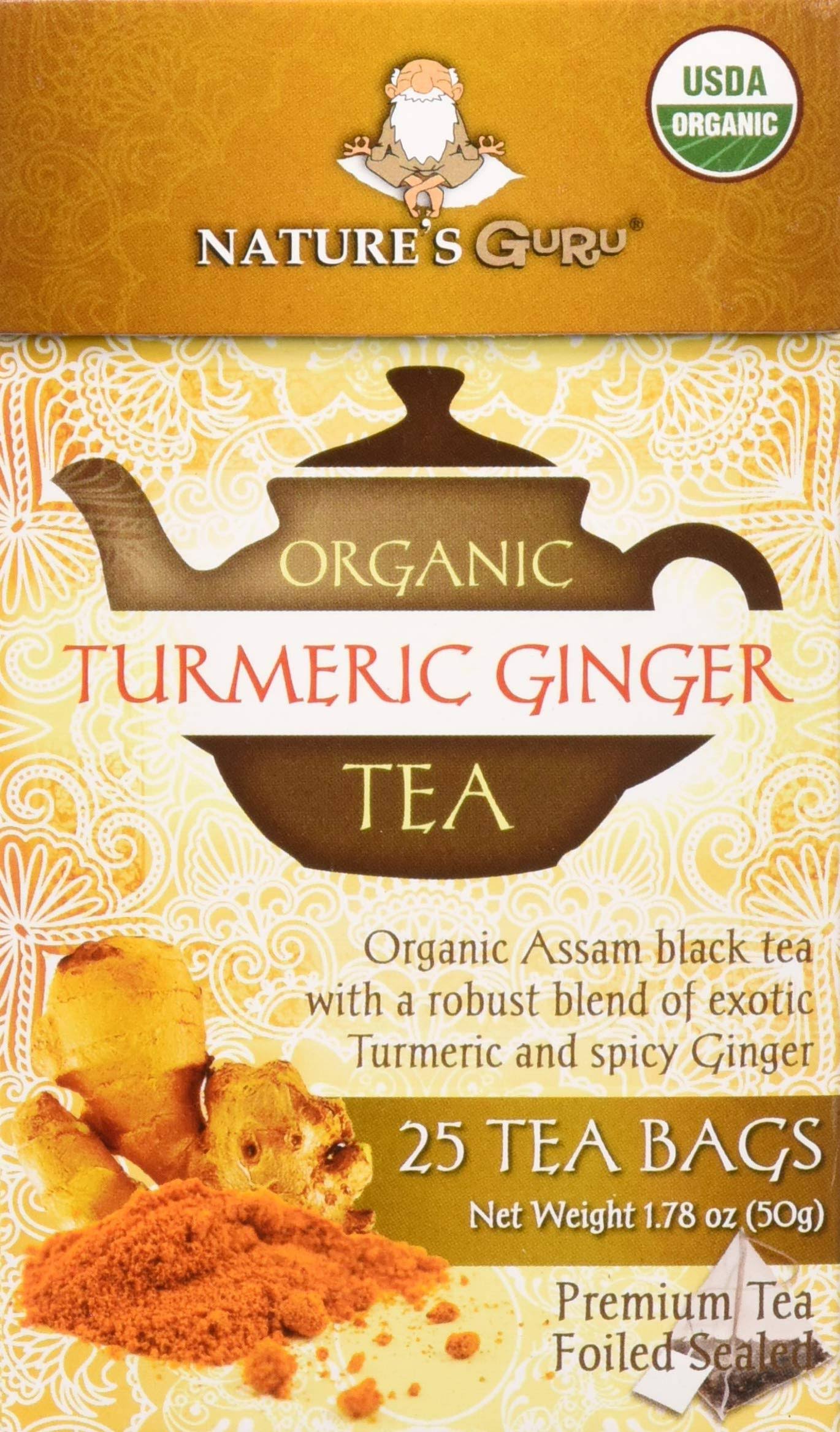 Nature's Guru Organic Turmeric Ginger Tea - India Grocery and Spice - Delivered by Mercato