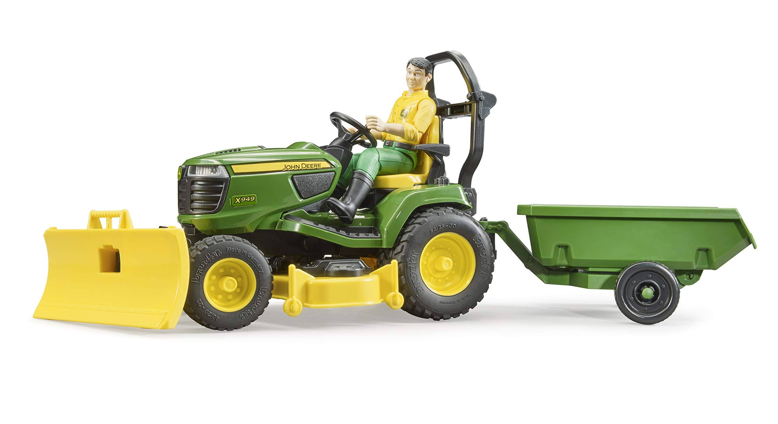 Bruder 09824 Bworld John Deere Lawn Tractor W Trailer and Gardener