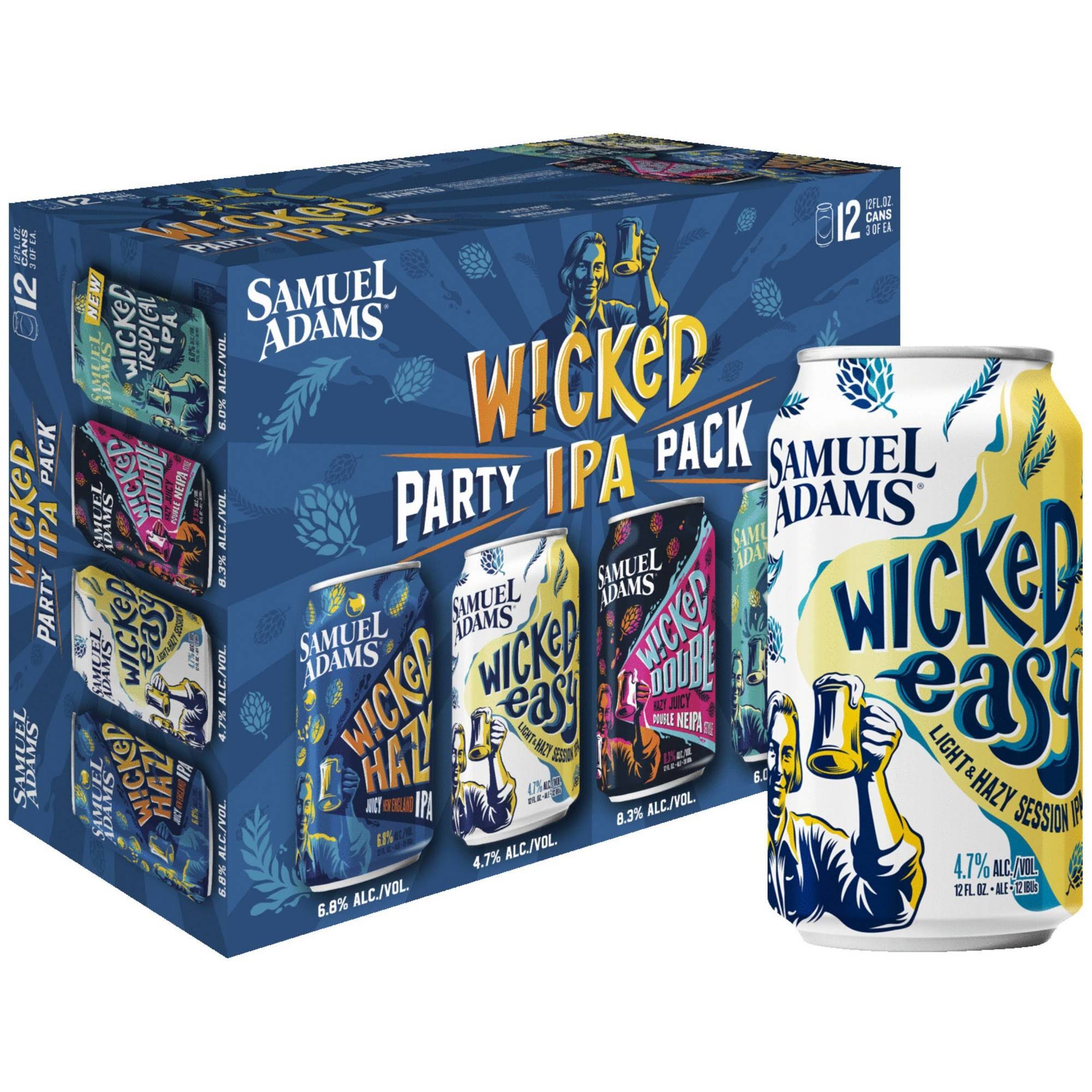 Samuel Adams Beer, Wicked IPA, Party Pack - 12 pack, 12 fl oz cans