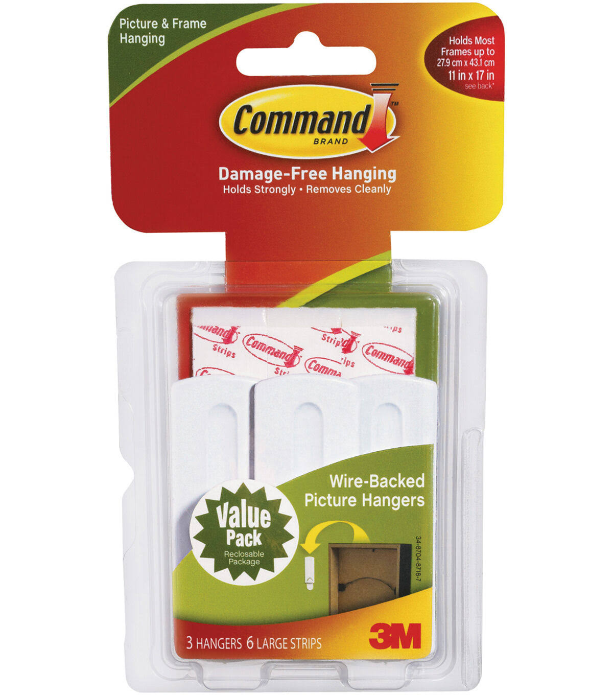 3M Command Plastic Picture Hanging - White, 3 Pack
