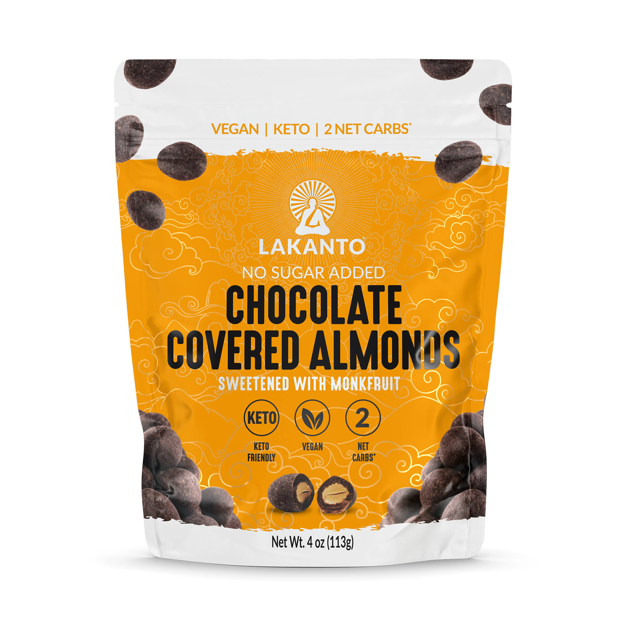 Lakanto Chocolate Covered Almonds - Sweetened with Monk Fruit Sweetener, Keto Diet Friendly, On The Go Healthy Snack, Vegan, 2G Net Carbs, Dark