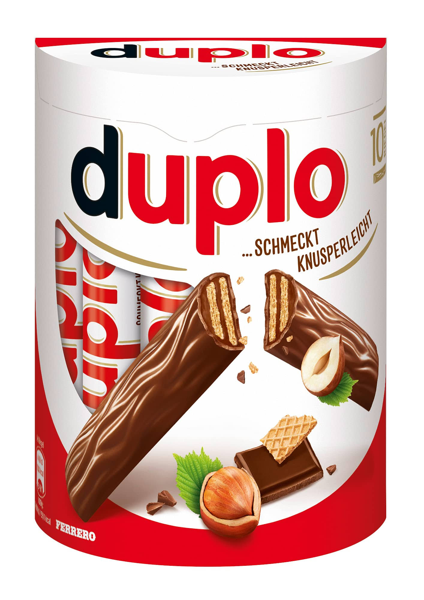 Kinder Duplo Chocolate Bars with Milk and Hazelnut Filling - 10 x 18.2g