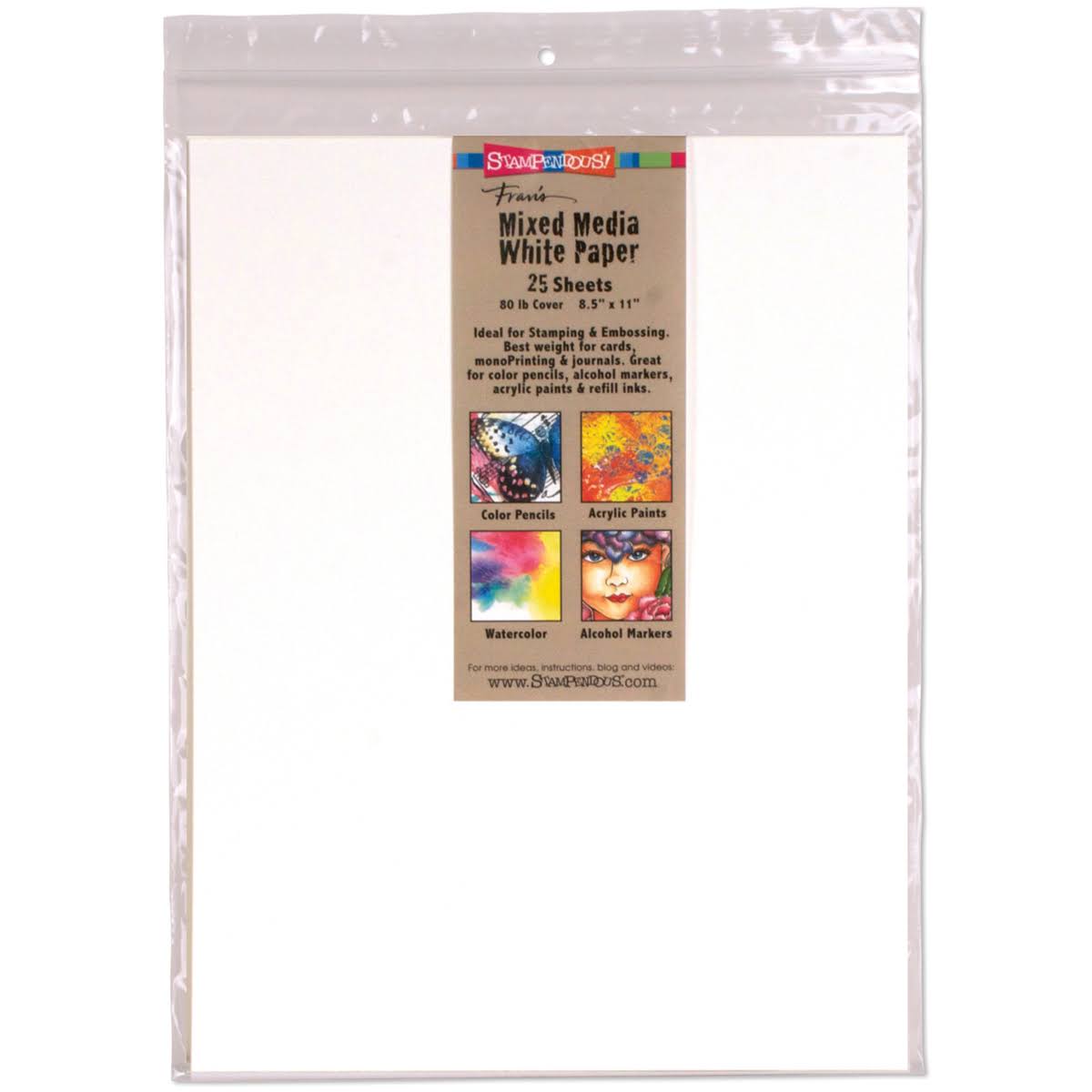 Stampendous White Mixed Media Paper - 8.5in x 11in, 25-Pack
