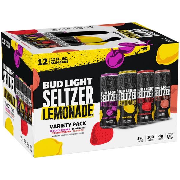 Bud Light Seltzer Lemonade, Variety Pack, 12 Pack - 12 pack, 12 fl oz slim cans