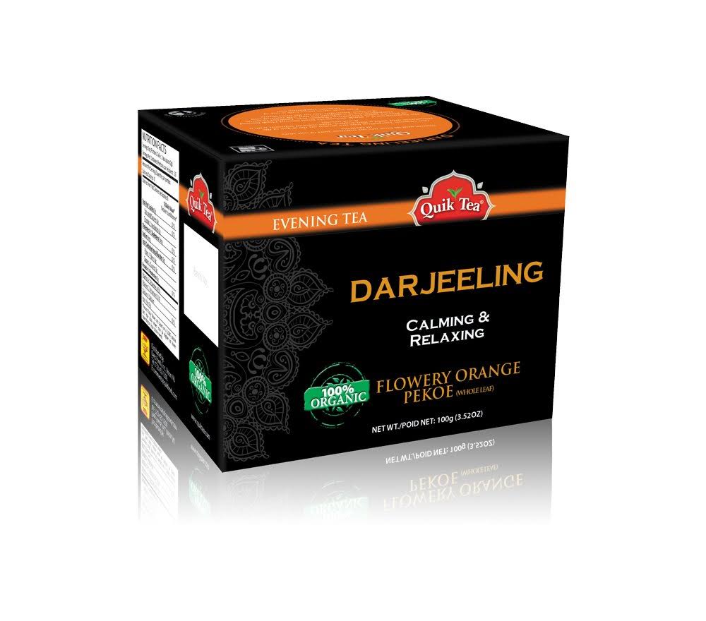 Quik Tea Organic Darjeeling Orange Pekoe Whole Leaf Tea, 3.52 oz/100g