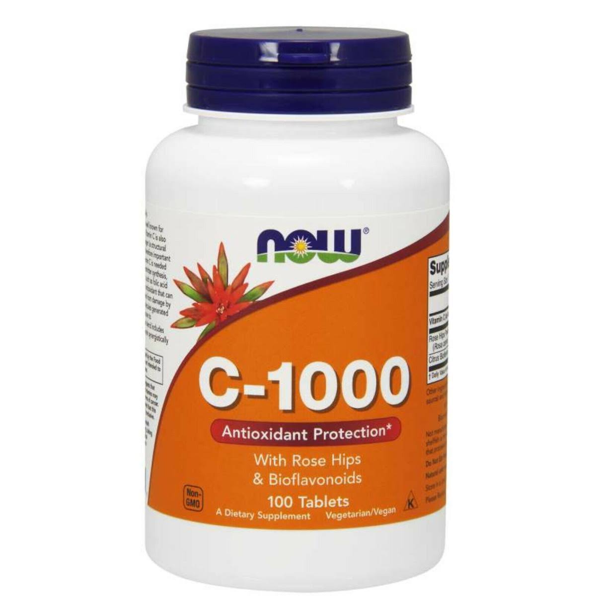 Now Foods Vitamin C-1000 with Rose Hips and Bioflavonoids Supplement - 100 Tablets