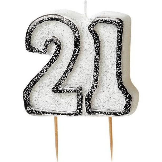 Glitz 21st Birthday Candle - Black