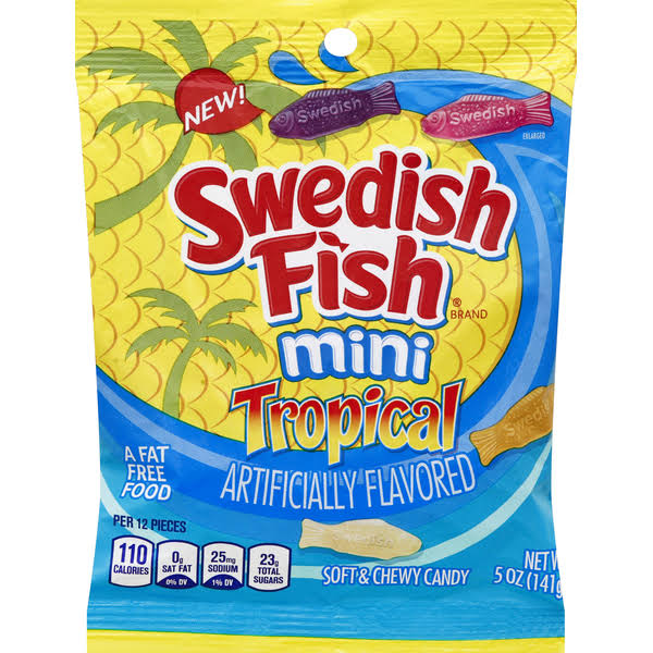 Swedish Fish Soft & Chewy Candy, Tropical, Mini - 5 oz