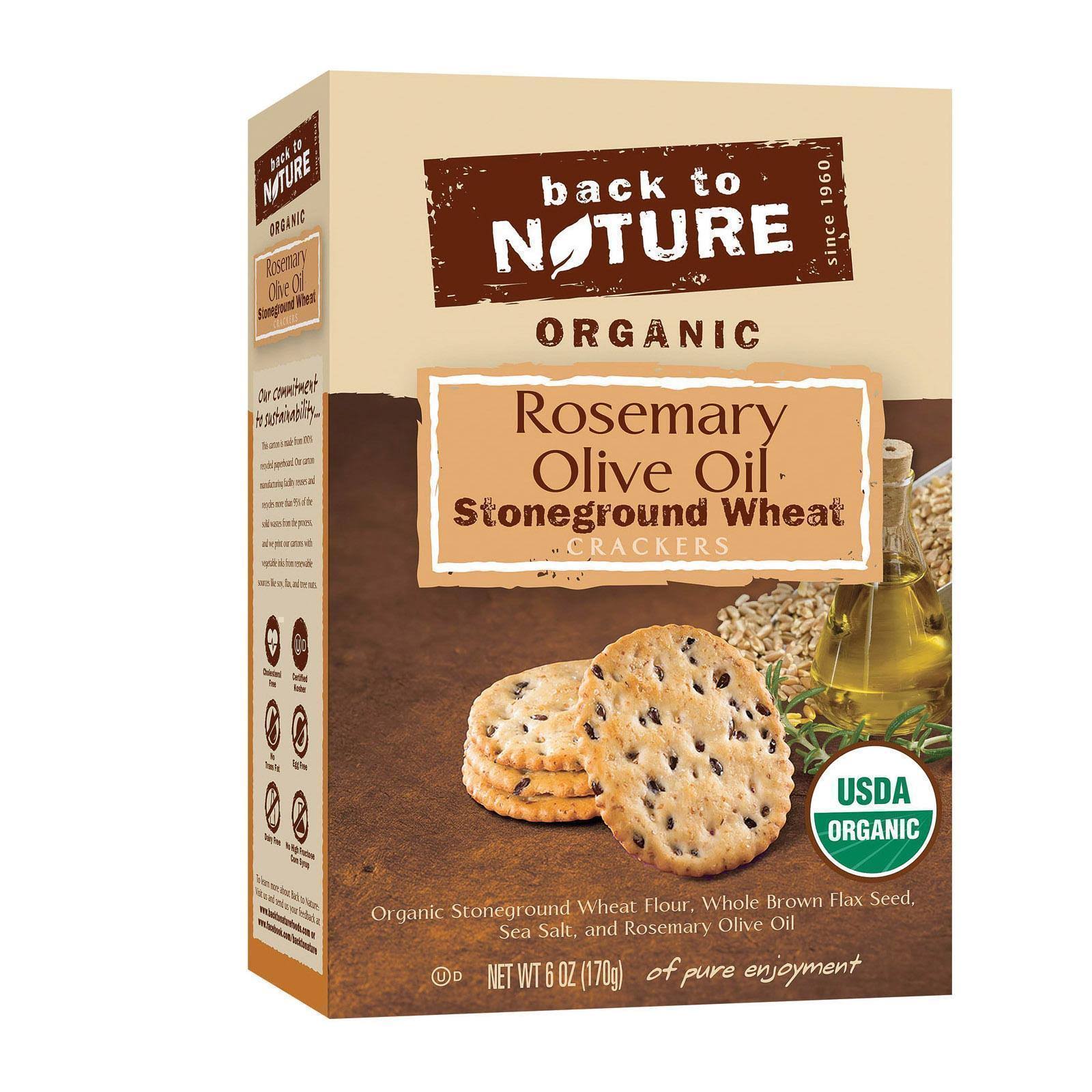 Back To Nature Organic Stoneground Wheat Crackers - Rosemary & Olive Oil, 170g