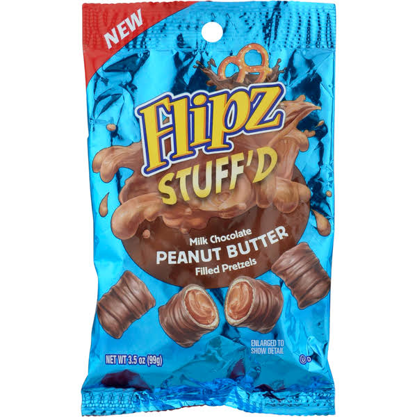 Flipz Stuff'd Filled Pretzels, Milk Chocolate Peanut Butter - 3.5 oz