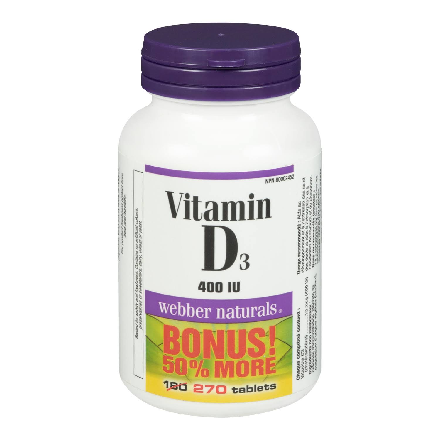 Webber Naturals Vitamin D3, 400 IU