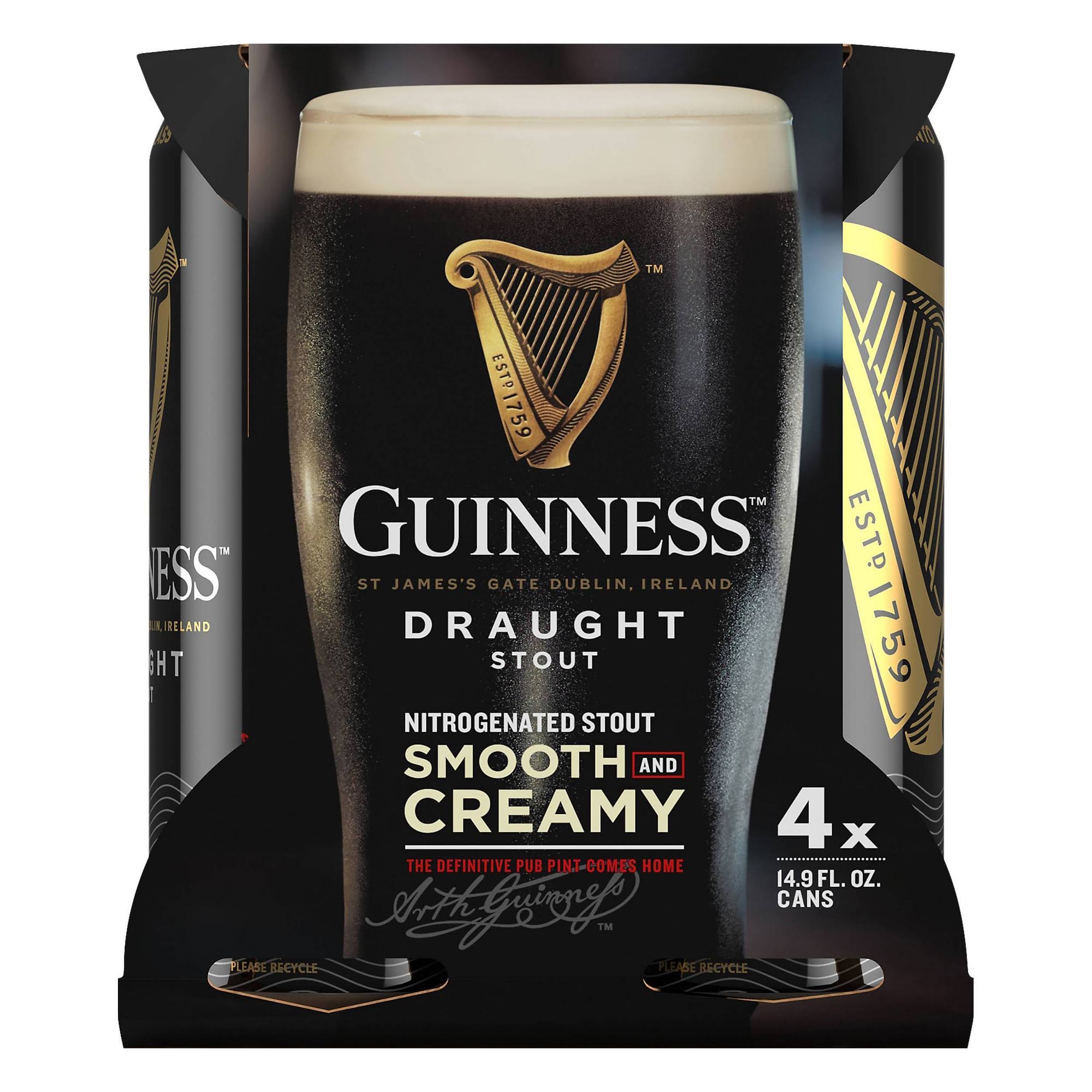 Guinness Draught Beer - 14.9fl oz, x4