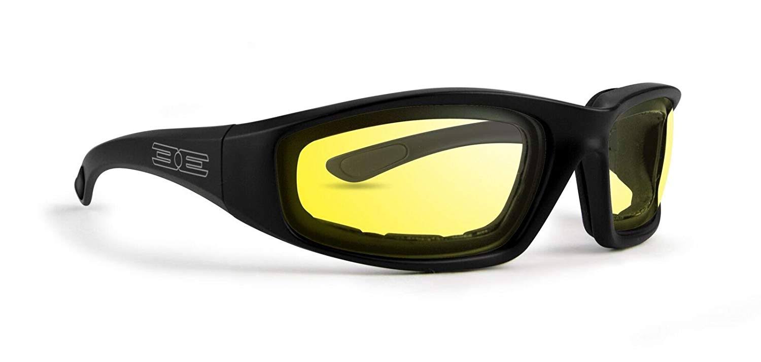Epoch Foam Padded Motorcycle Sunglasses - Black, Yellow Lenses