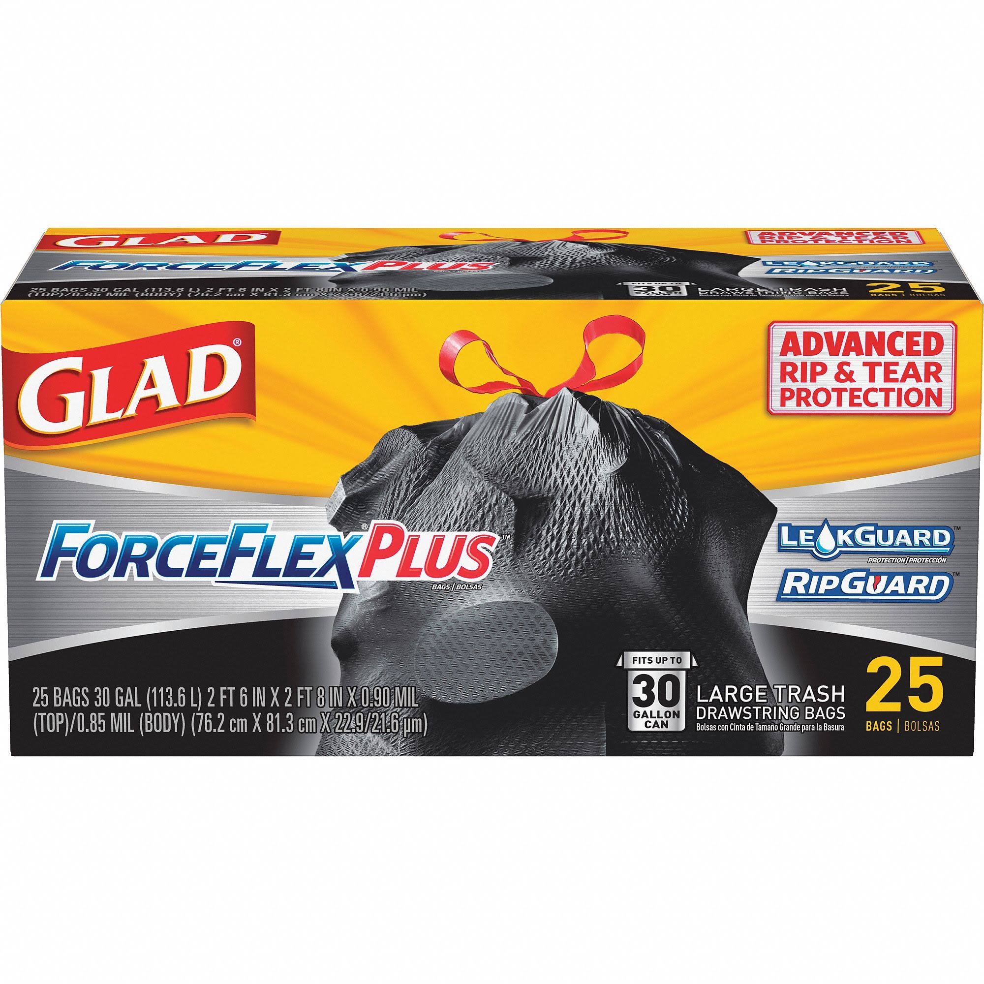 Glad ForceFlex Extra Strong Drawstring Trash Bags - 30 Gallon, Large