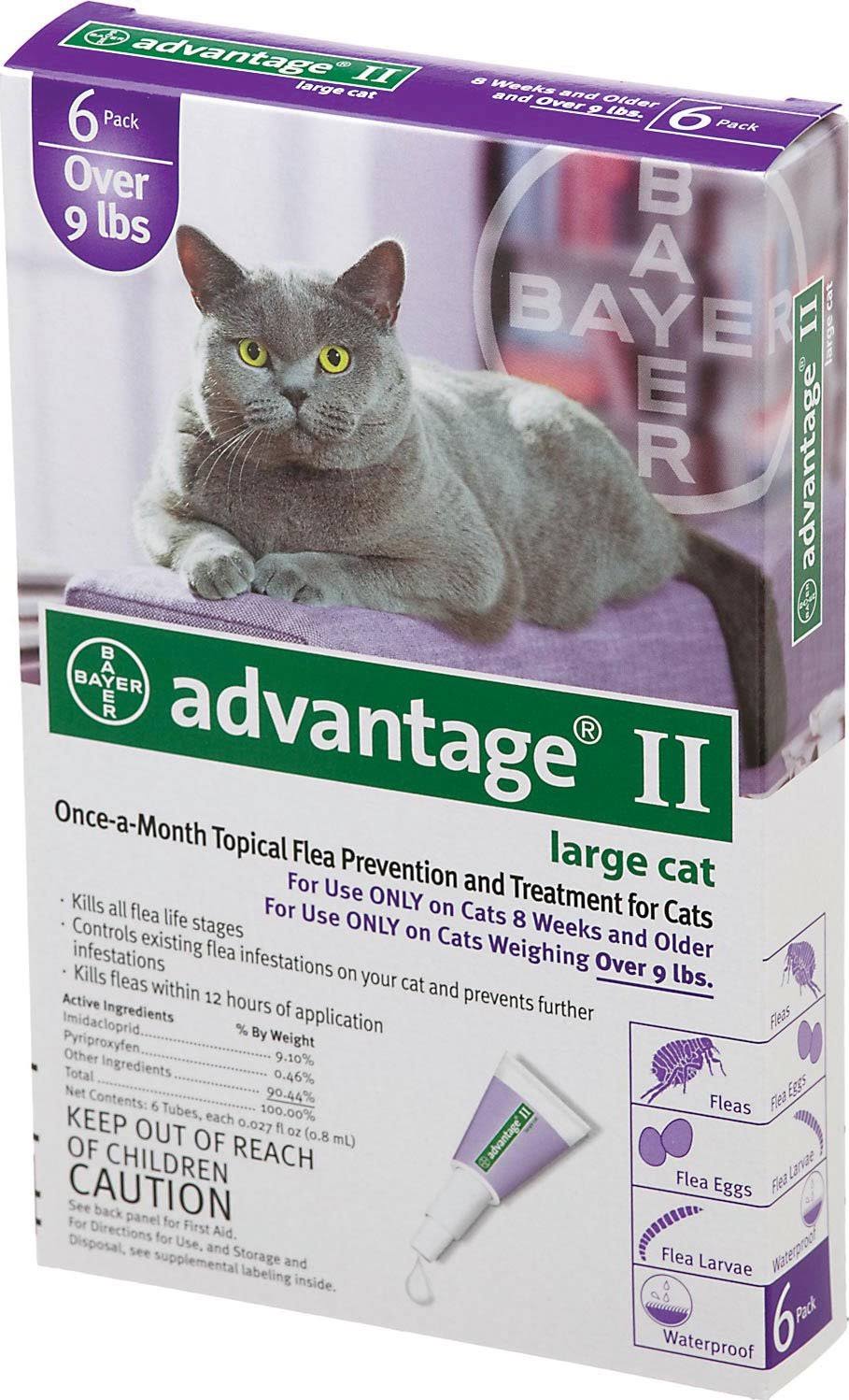 Bayer Advantage II for Large Cats over 9lb - 4pcs, 0.027oz