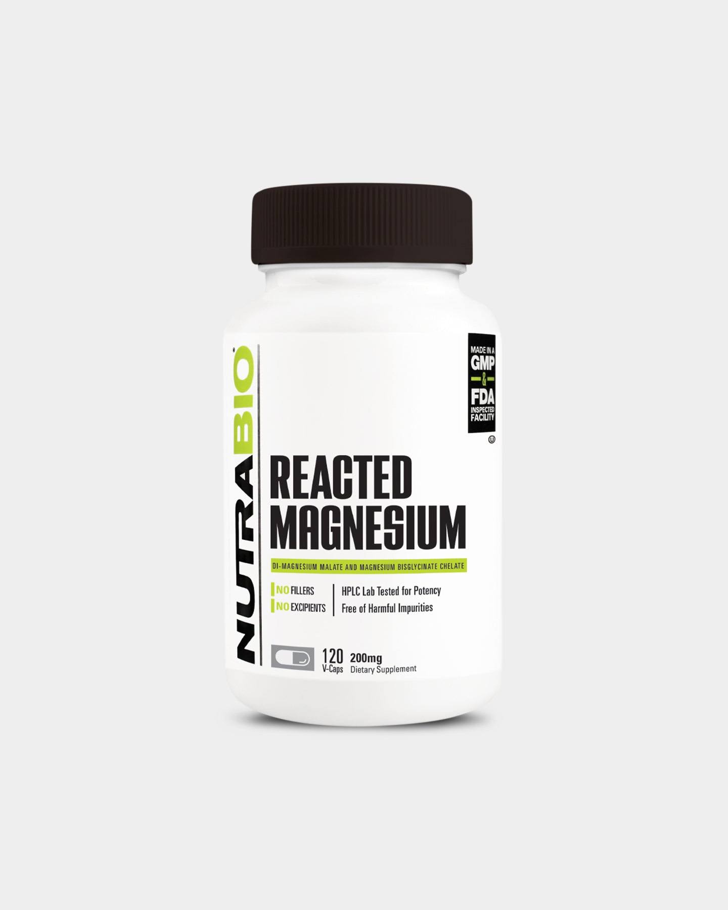 NutraBio Reacted Magnesium | Minerals | 120 Vegetable Capsules