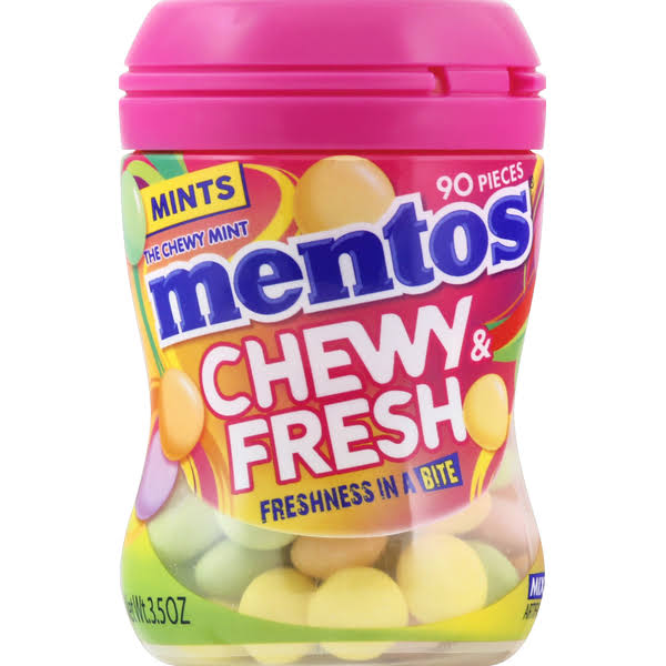 Mentos Chewy & Fresh Mints, Mixed Fruit - 90 pack, 3.5 oz