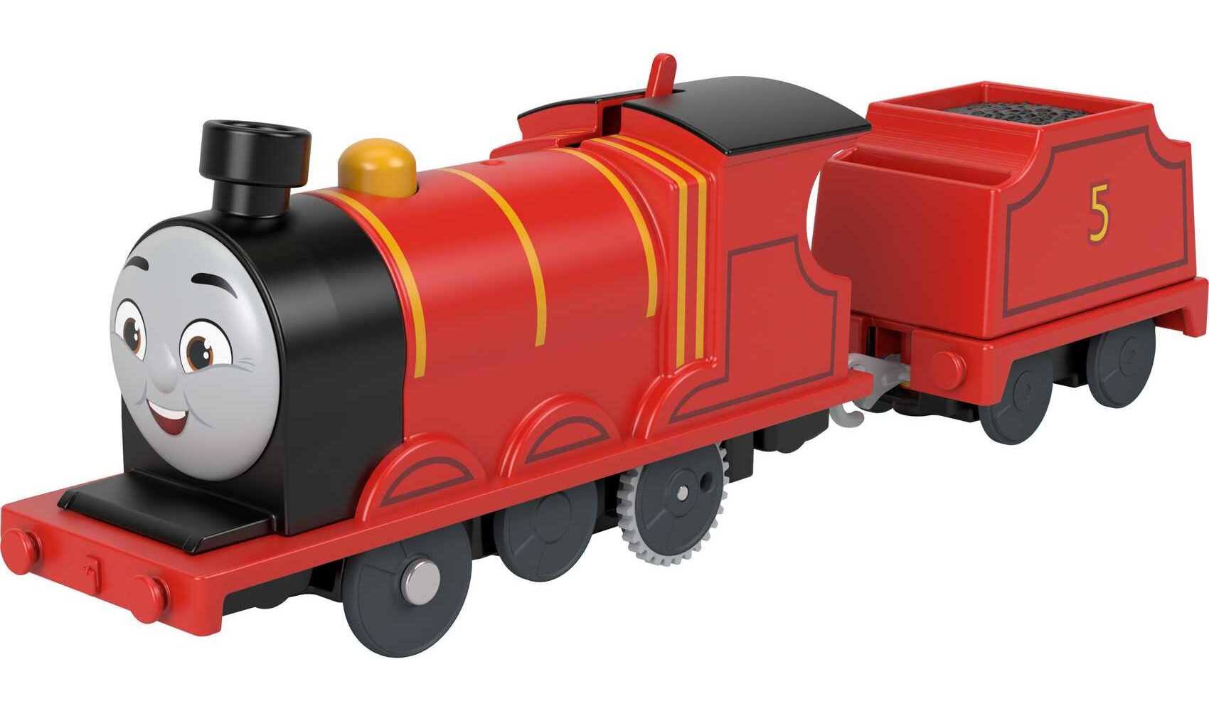 Fisher-Price Thomas & Friends James Motorized Toy Train, Battery-Powered Engine With Tender For Preschool Kids Ages 3 And Up